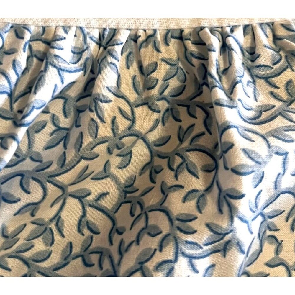 Vintage Floral Blue & White Full Size Dust Ruffle Bed Skirt 100% Cotton Garden